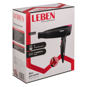 LEBEN Фен для волос проф. 2200Вт, 2 скорости, 3 темп. реж, HT-1805 (10702070/201123/3468762, Китайск