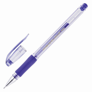 Ручка гелевая с грипом CROWN /Hi-Jell Needle Grip/, СИНЯЯ, узел 0,7 мм, линия письма 0,5 мм, HJR-500