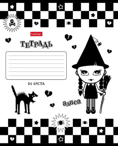 Тетрадь 24л А5ф клетка 65г/кв.м на скобе  5 диз.в блоке скругл.углы серия -Алиса-