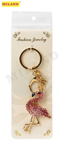 Брелок со стразами Грациозный фламинго,6х3,5 см Т-5127