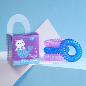 Набор резинок-пружинок для волос /На волне,4 шт, диам 3,5 см, 3,6 х 3,8 х 3,6 см 5091960 (10702070/