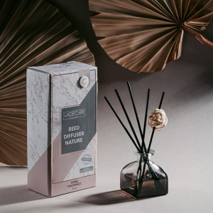 LADECOR Аромадиффузор с палочками,  с декоративным флаконом, 50 мл, роза, белый чай, персик, прованс