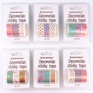 Лента декоративная липкая  3шт/уп 15мм*3м /Darvish/ рисунок ассорти