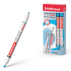 Двухсторонний текстмаркер  ErichKrause Visioline V-16 Neon+Pastel, цвет чернил голубой (в коробке по