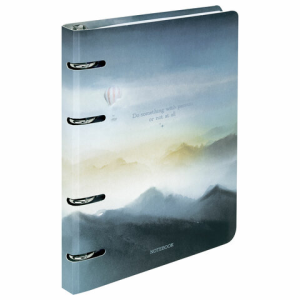 Тетрадь на кольцах А5 160х212 мм, 120 листов, картон, матовая ламинация, клетка, BRAUBERG, /В горах/