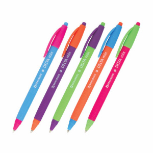 Ручка шариковая масляная автоматическая BRAUBERG /Delta Mix/, СИНЯЯ, корпус soft-touch ассорти, узел