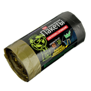 GRIFON Мешки для мусора БИО с завязками, особо прочные, 60л, 11мкм, 10 шт/рул, 101-087