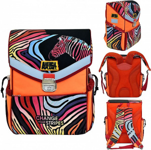 Ранец школ. (ACTION) ANIMAL PLANET Зебра, разм.37 x 28 x 17 см, жест рельеф анатомич спинка AP-ASB40