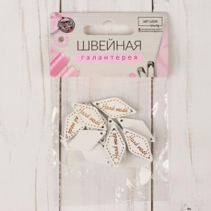 Нашивка из дерева Hand made ромб (наб 10 шт цена за наб) 2,6*1,4см белый АУ   6883751 (10702070/1207
