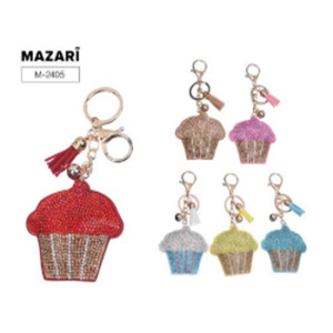 Брелок CAKE, со стразами, ассорти 6 цветов, ОПП-упаковка