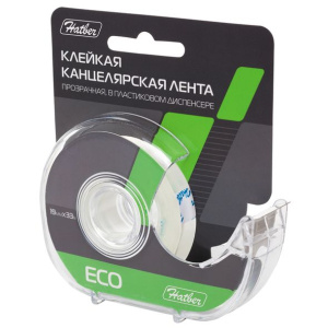 Клейкая Канцелярская Лента Hatber ECO 19ммх33м в пластиковом диспенсере в блистере с европодвесом