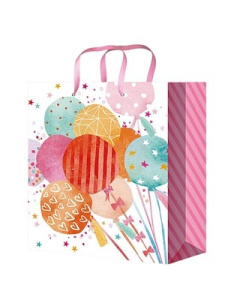 Optima Пакет подарочный с глянцевой ламин. 11,5х14,5х6 см (S) Яркие праздничные шары, 128 г ППК-4299