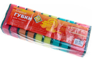 13186 Губки для посуды 10 шт. 80*50*25 мм EcoHouse, шт., 1/40 (13186 из п/э пакета 1/40)