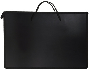 Папка д/труда с 2 ручками А3 широкая Creativiki 335х50х465 мм черн. пластик, полиэстер молния сверху