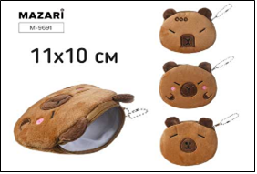 Кошелёк CAPYBARA на молнии, размер 11 х 10 см, ассорти 4 дизайна, ОПП-пакет