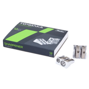 Точилка Hatber Металлическая с 2-мя отверстиями 12шт. в картонном пенале (без штрихкода)