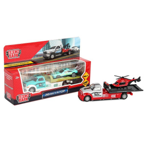 Модель металл ЭВАКУАТОР 15см и 7см, своб.ход, подв. прицеп и пандус