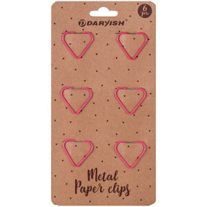 Скрепки металлические /Сердечко/ цветн./Darvish/ 6шт/уп (набор)