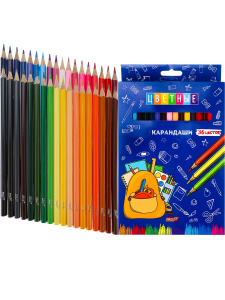 TM/Profit/Карандаши цветн,набор,гексаг. 36цв. ШКОЛЬНЫЕ БУДНИ (КЦ-3017) гриф.d=2,8мм,в к/к, кр 6