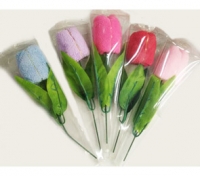 Полотенце сувенирное /Тюльпан/ ( 6 цветов микс, 23 см.) БП-3965