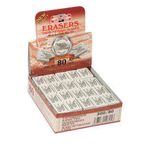 Ластик Koh-I-Noor /Elephant/ 300/80, прямоугольный, натуральный каучук, 26*18,5*8мм, ч/б 0300080019K