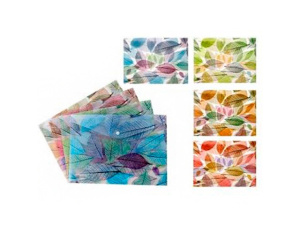 Папка канцелярская LEAVES, 26х36 см, на кнопке, пластиковая, плотность 160 мкм, 4 расцветки в ассорт