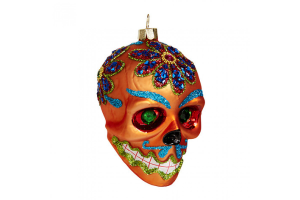 Череп /Дух бесстрашия/ оранжевый (стекло) 7,5х6,5х10 см