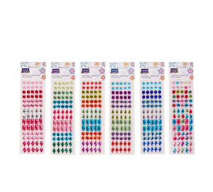 Стразы-наклейки акриловые АССОРТИ, 23*10 см, 2 дизайна, ассорти цветов, ОПП-упаковка с европодвесом