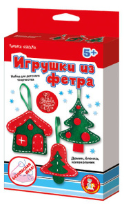 Набор для творчества. Мягкая игрушка из фетра /Домик, елочка, колокольчик/