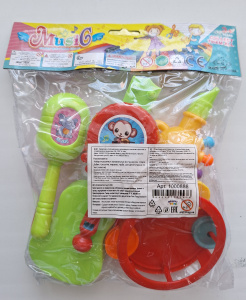 Набор музыкальных инструментов /Первые мелодии/: гитара, бубен, трещетка, маракас, труба