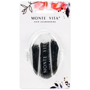 Невидимки для волос НАБОР 60 шт., 4,5 см, 5 см, 6 см, в кейсе, чёрный, MONTE VITA, 457102