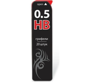 Грифели запасные 0,5 мм, HB, BRAUBERG, КОМПЛЕКТ 20 шт., /Black Jack/, 180447