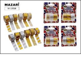 Лента клейкая декоративная, размер  1,5 см х 3 м, 3 шт. в блистере