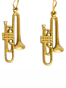 Новогоднее подвесное украшение Труба из полирезины (набор из 2 шт.) / 13.5х9.5х0.8 арт.75376