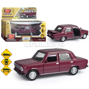 Машина металл ваз-2101  длина 12 см, двери, багаж, инерц, фиолетовый, 