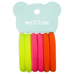 Резинки для волос MESHU /Essence/, неоновые ассорти, 6шт., диаметр 4см, европодвес MS_60532 (1013101