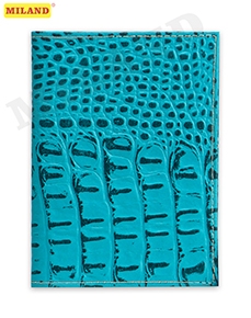 Обложка на автодокументы бирюзовая кроко (натуральная кожа) ОП-6856