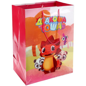 Веселый Праздник. Дракоша Тоша. Пакет подарочный 33х46х20см, глянцевый в пак. уп-12шт в кор.6уп