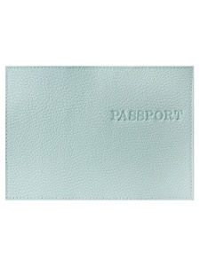 Обложка для паспорта из натуральной кожи ФЛОТЕР, мята, тисн.конгрев/PASSPORT/ ОП-5454