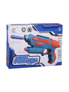 Бластер, в комплекте: мягкие пули 5шт., патронташ, коробка