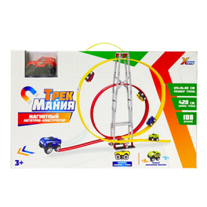 Гоночный автотрек /Трекмания. Магнитный автотрек-конструктор/: машинка, 108 деталей