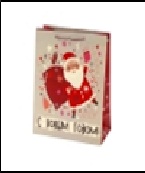 Бумажный пакет Санта для сувенирной продукции , с ламинацией, с шириной основания 26 см, плотность б