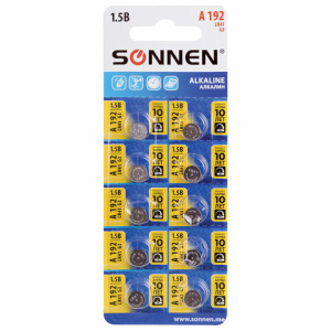 Батарейка алкалиновая /таблетка/ 1 шт., SONNEN Alkaline, 192A (G3, LR41), блистер, отрывной блок, 45