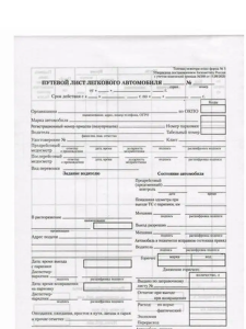 путевой лист легкогого автомобиля