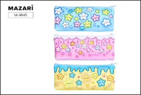 Пенал-косметичка STARS, 19.5х9х2.5 см, на молнии, полиуретан, ассорти 4 дизайна, ОПП-упаковка