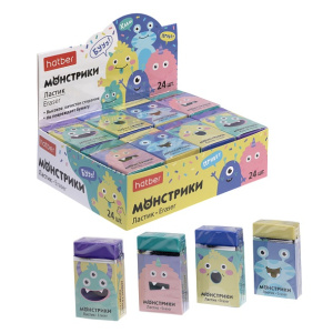 Ластик  Hatber-Монстрики- 24 шт в картонной Дисплей-витрине