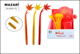 Ручка гелевая MAPLE, СИНЯЯ, игольчатый пишущий узел 0.5 мм, цветной пластиковый корпус, сменный стер