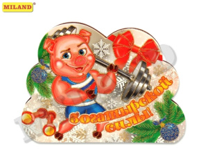 Сувенирный однослойный магнит  ''Хрюшки тяжелоатлет/ Т-9610