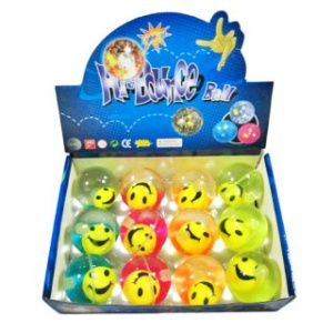 Мяч прыгун Смайлик 5,5 см, свет, в ассорт.