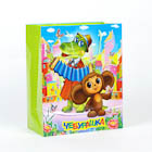 178808   ПАКЕТ БУМАЖНЫЙ /ВЕСЕЛЫЙ ПРАЗДНИК/, ДИЗАЙН /ЧЕБУРАШКА/, Р-Р 13Х17Х7СМ УП-24ШТ в кор.6уп